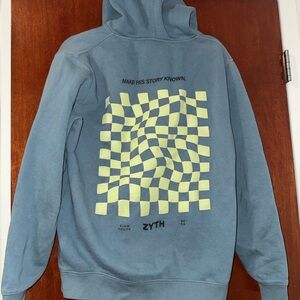 Men's Blue Hoodie with Yellow Graphic